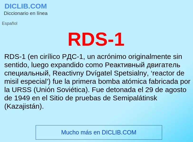 ¿Qué es RDS-1? - significado y definición