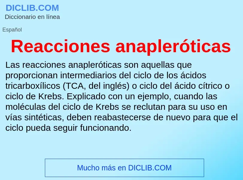 ¿Qué es Reacciones anapleróticas? - significado y definición