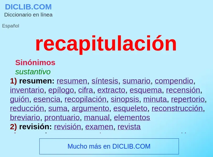 O que é recapitulación - definição, significado, conceito