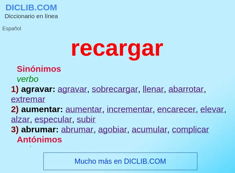 ¿Qué es recargar? - significado y definición