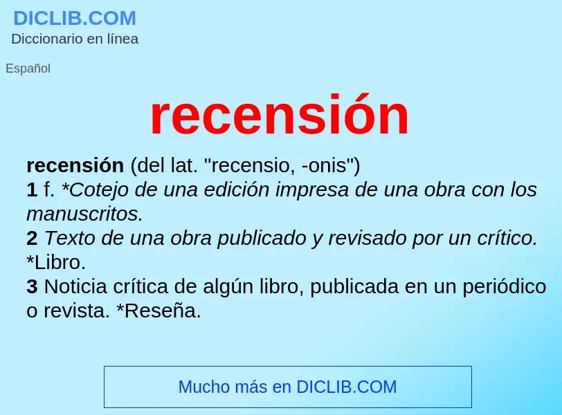 What is recensión - definition