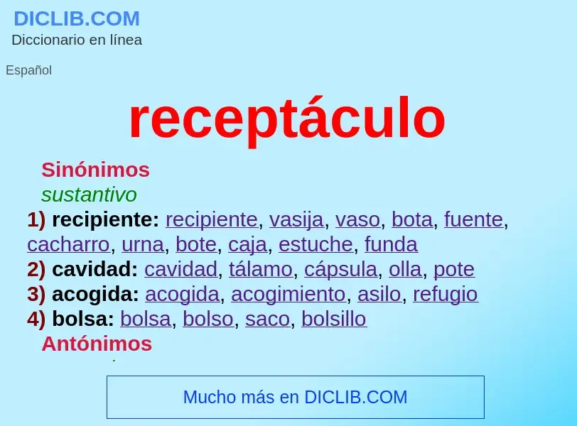 What is receptáculo - meaning and definition