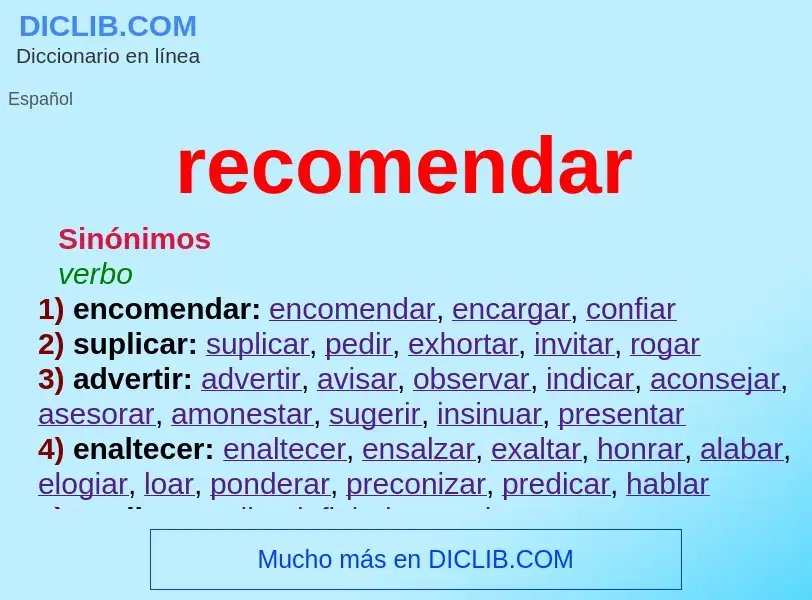 What is recomendar - definition