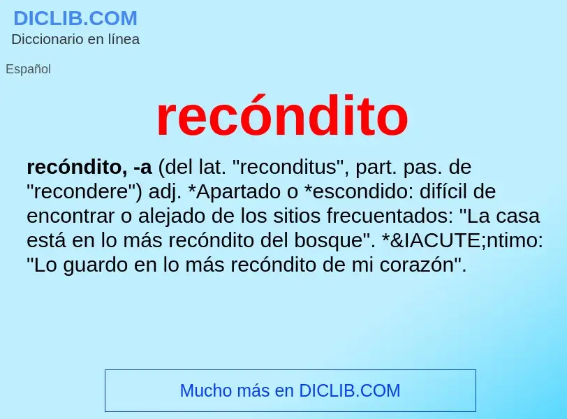 Wat is recóndito - definition