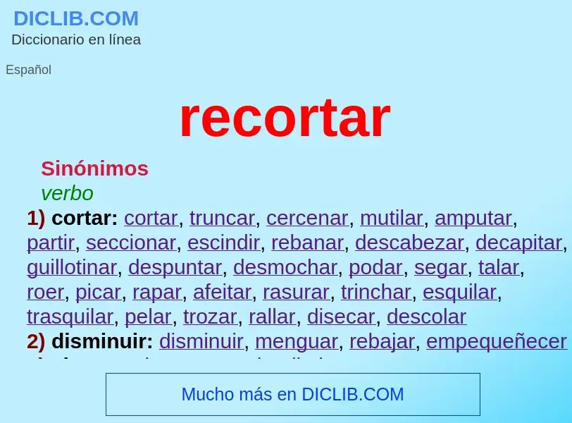 What is recortar - meaning and definition