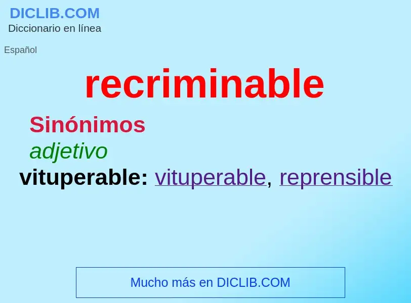 Wat is recriminable - definition