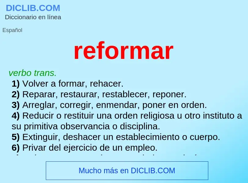 What is reformar - meaning and definition