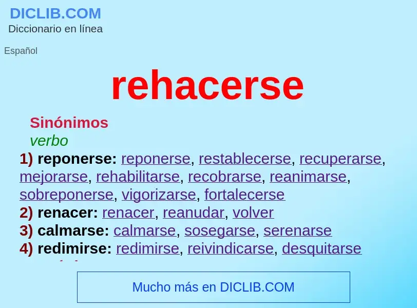 Che cos'è rehacerse - definizione