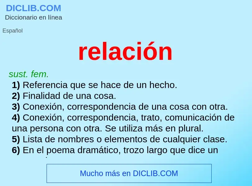 Che cos'è relación - definizione