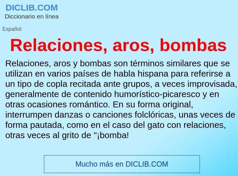 Wat is Relaciones, aros, bombas - definition