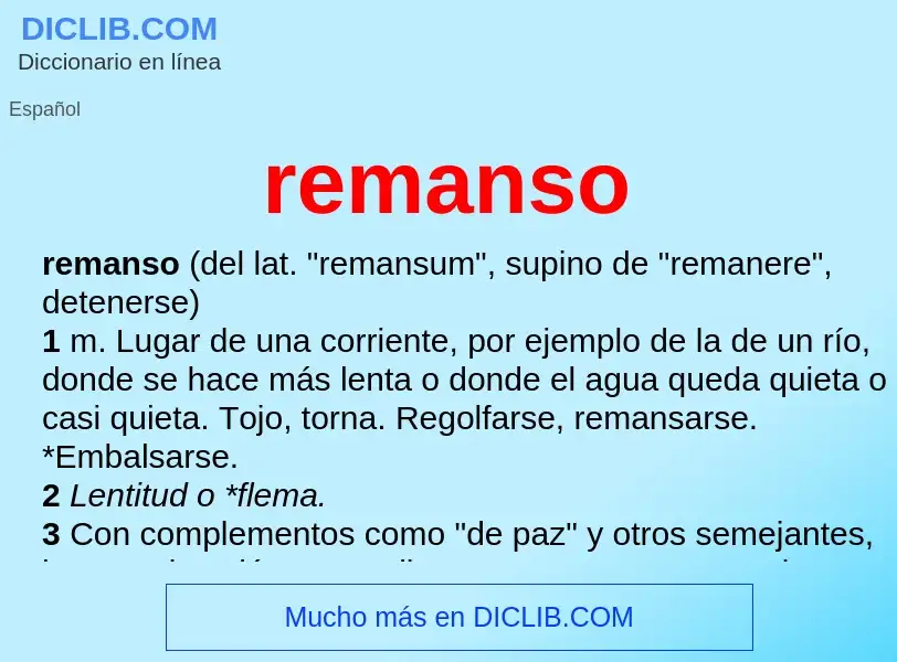 ¿Qué es remanso? - significado y definición