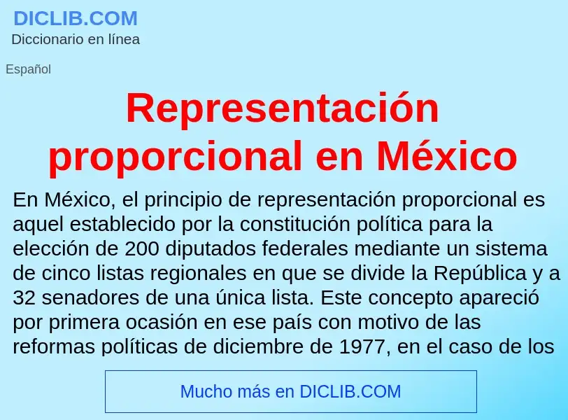 ¿Qué es Representación proporcional en México? - significado y definición