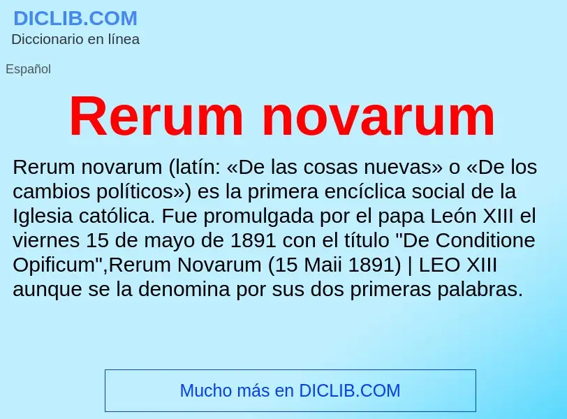 What is Rerum novarum - meaning and definition