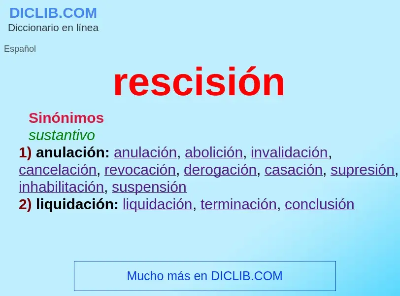 O que é rescisión - definição, significado, conceito