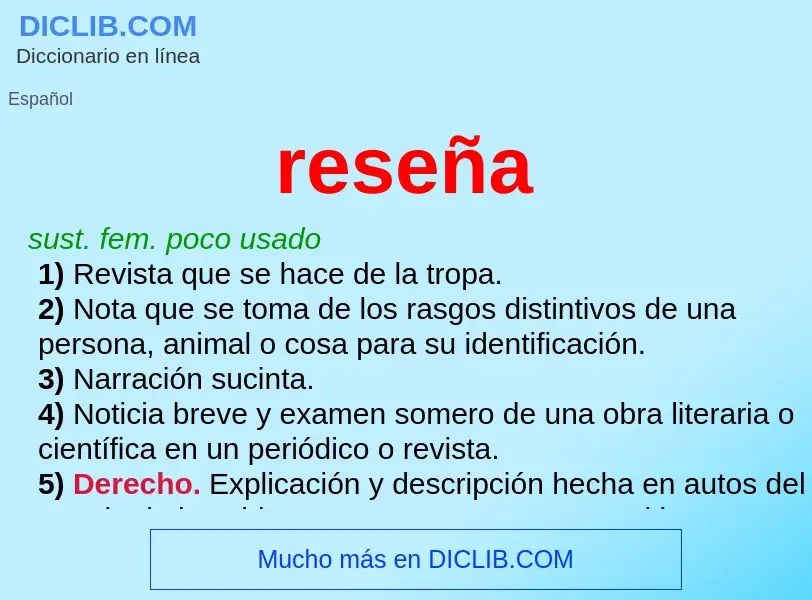 What is reseña - meaning and definition