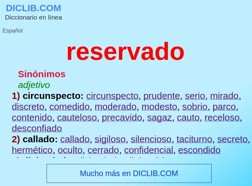 What is reservado - meaning and definition