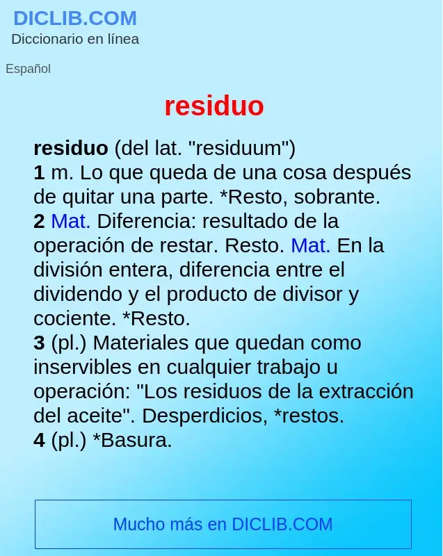Wat is residuo - definition