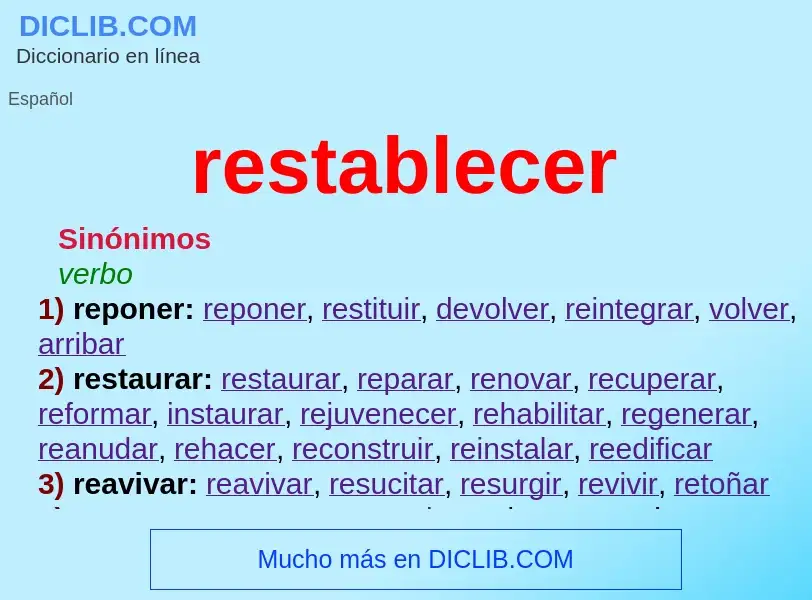 Wat is restablecer - definition