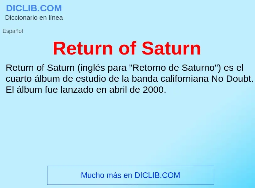 What is Return of Saturn - meaning and definition