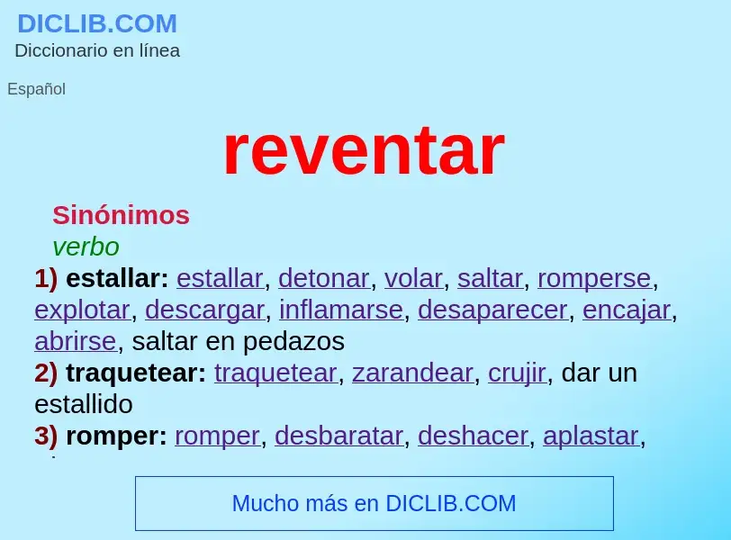 What is reventar - meaning and definition