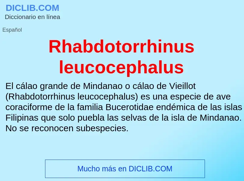 What is Rhabdotorrhinus leucocephalus - meaning and definition