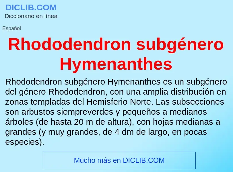 ¿Qué es Rhododendron subgénero Hymenanthes? - significado y definición