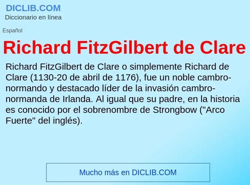 Qu'est-ce que Richard FitzGilbert de Clare - définition