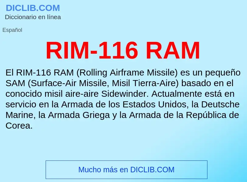 Wat is RIM-116 RAM - definition