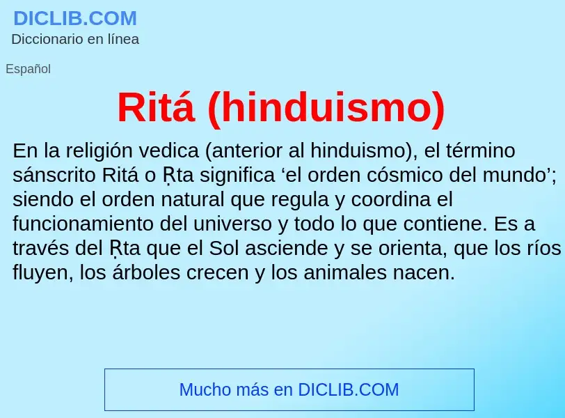 ¿Qué es Ritá (hinduismo)? - significado y definición