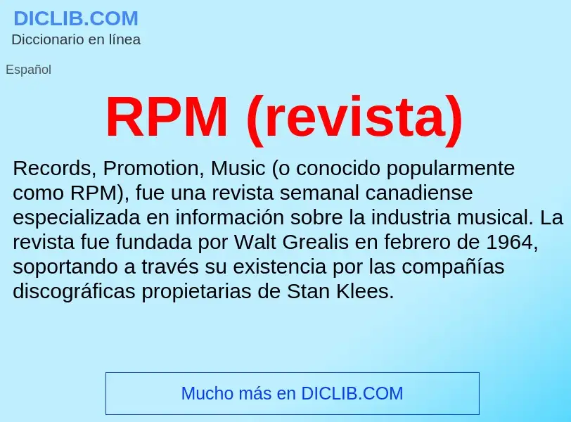 ¿Qué es RPM (revista)? - significado y definición