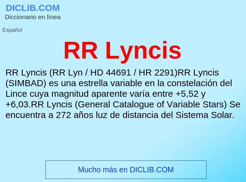 ¿Qué es RR Lyncis? - significado y definición