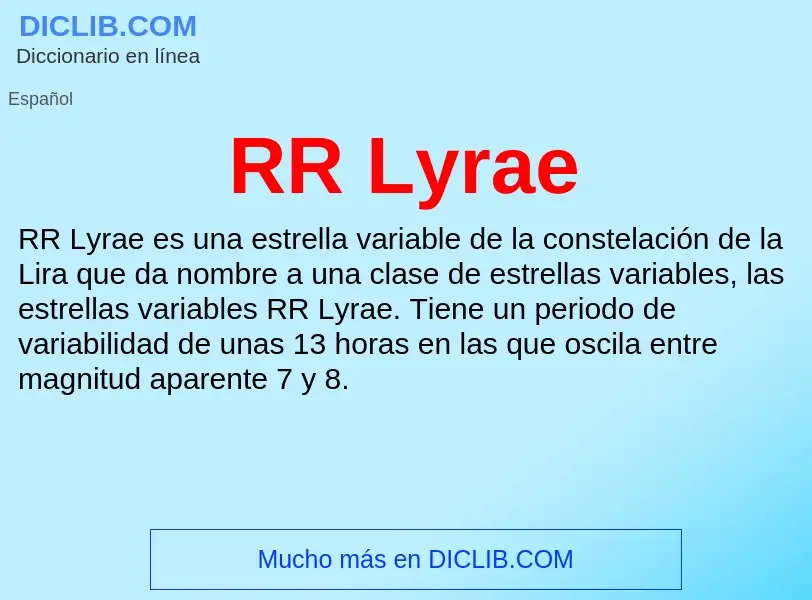 ¿Qué es RR Lyrae? - significado y definición