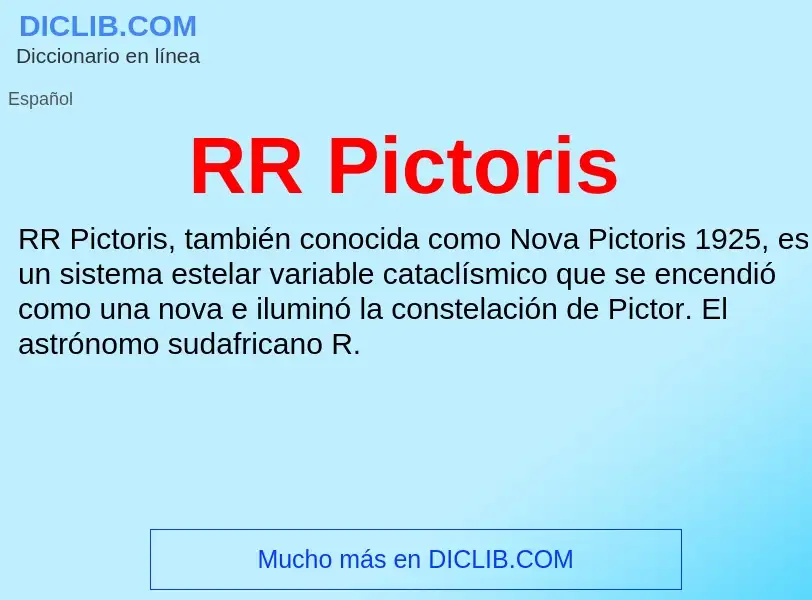 ¿Qué es RR Pictoris? - significado y definición