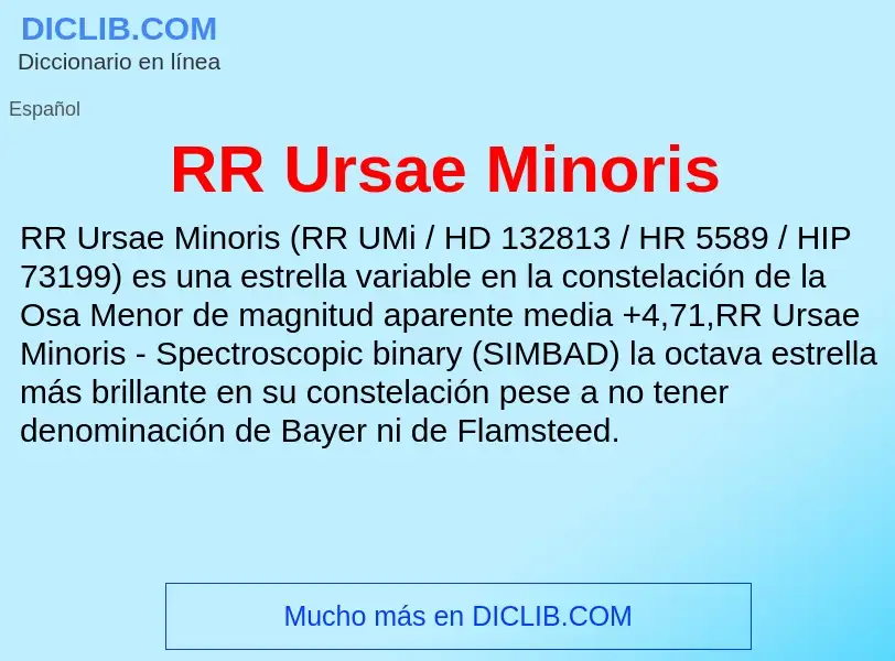 ¿Qué es RR Ursae Minoris? - significado y definición