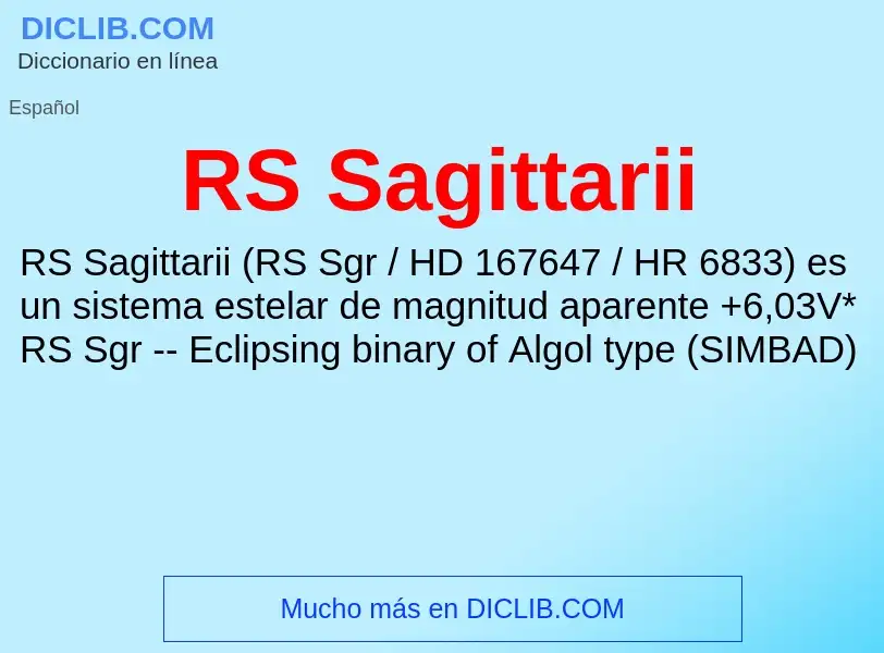 ¿Qué es RS Sagittarii? - significado y definición