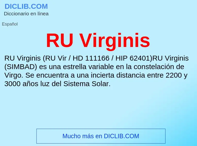 What is RU Virginis - meaning and definition