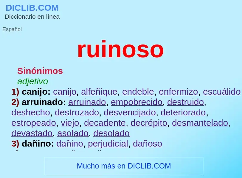 What is ruinoso - meaning and definition