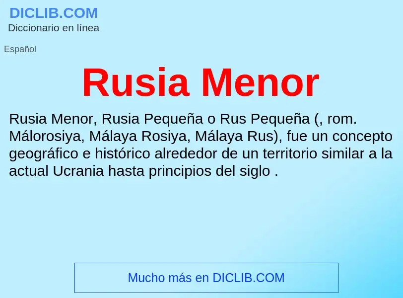 ¿Qué es Rusia Menor? - significado y definición