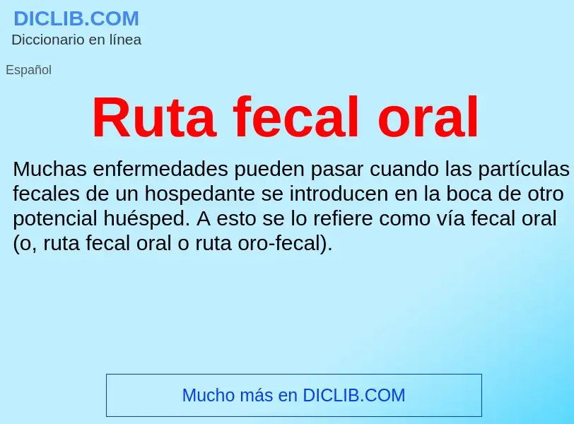 Che cos'è Ruta fecal oral - definizione