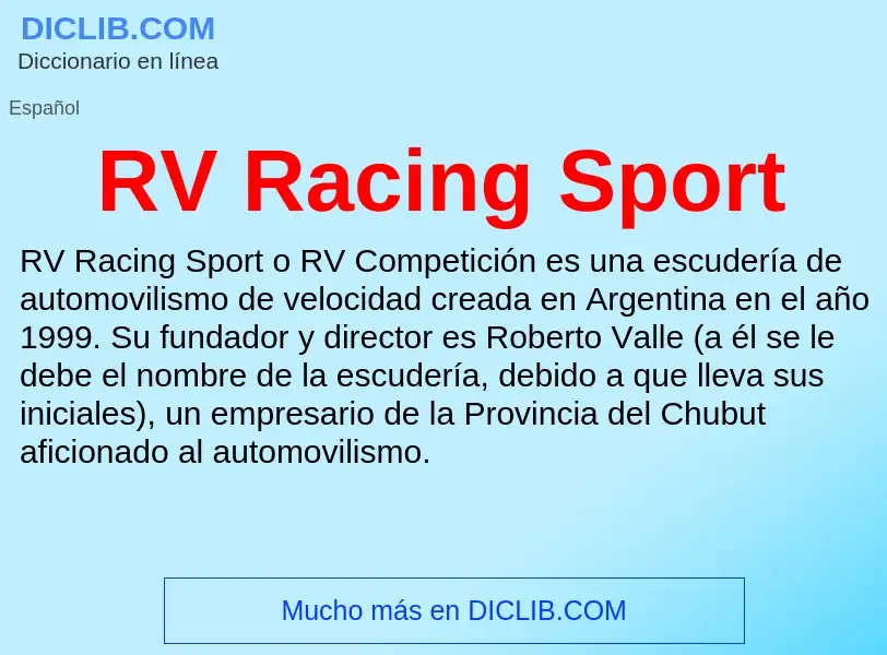 What is RV Racing Sport - meaning and definition