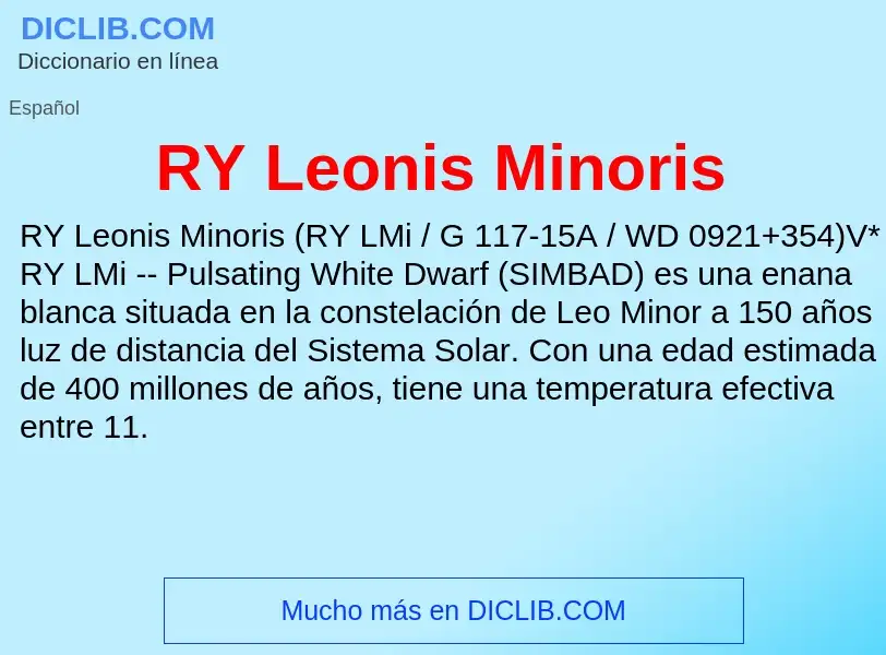 Wat is RY Leonis Minoris - definition