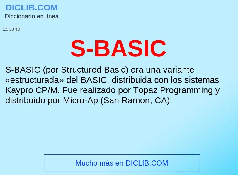 Qu'est-ce que S-BASIC - définition