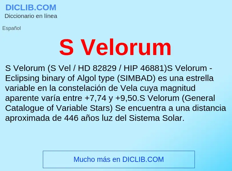 What is S Velorum - meaning and definition