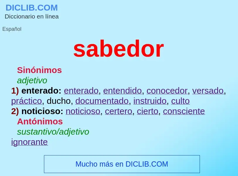 What is sabedor - meaning and definition