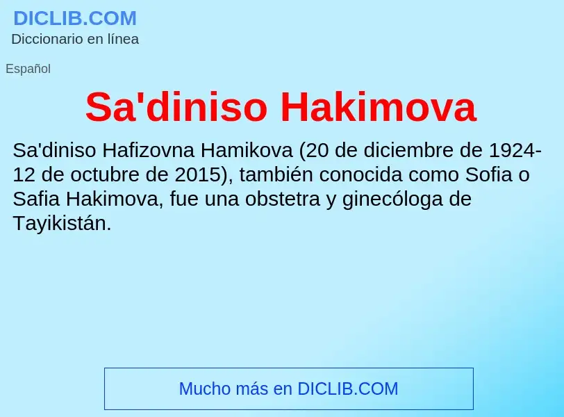 Что такое Sa'diniso Hakimova - определение