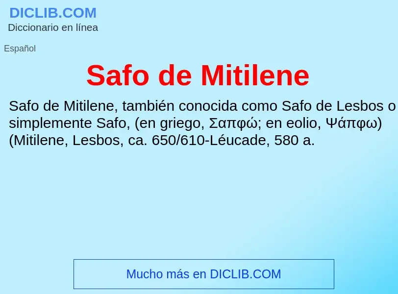 ¿Qué es Safo de Mitilene? - significado y definición