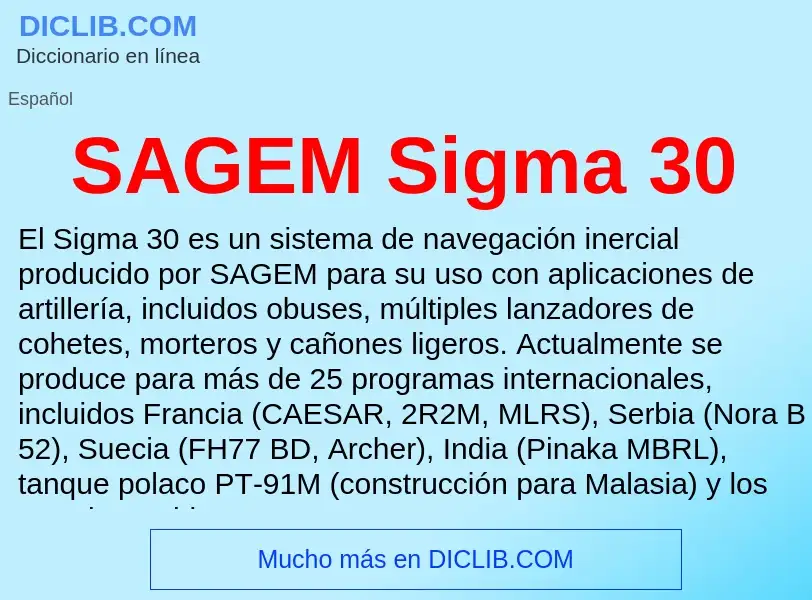 ¿Qué es SAGEM Sigma 30? - significado y definición