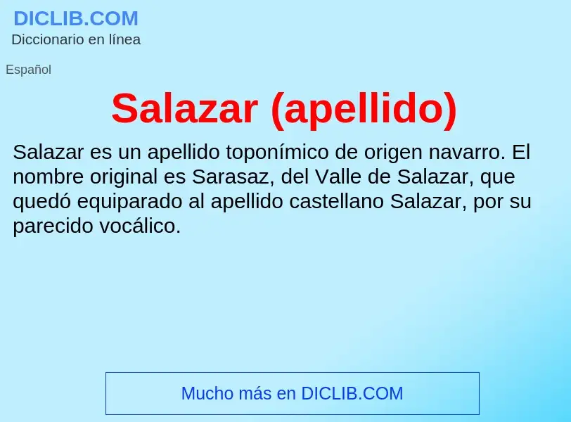 ¿Qué es Salazar (apellido)? - significado y definición