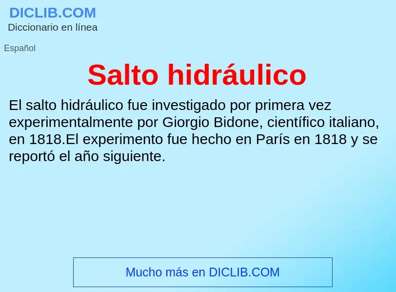 What is Salto hidráulico - meaning and definition