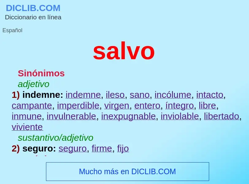 ¿Qué es salvo? - significado y definición